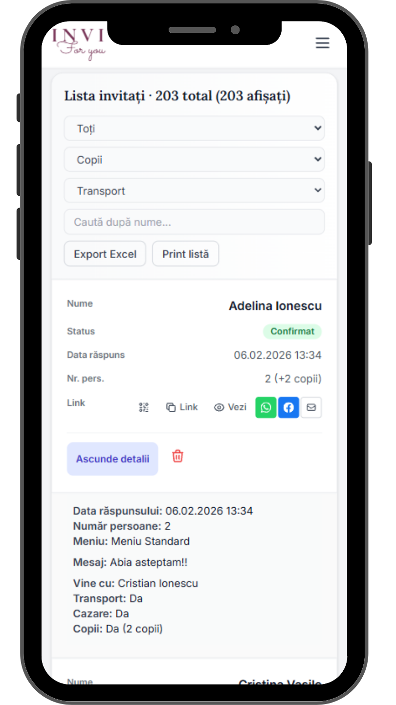 Detalii invitat
